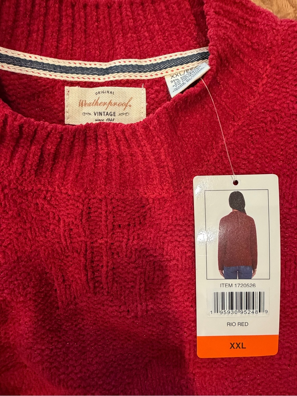 NWT Weatherproof Classic Cable Crewneck Sweater - Red - Picture 3 of 4